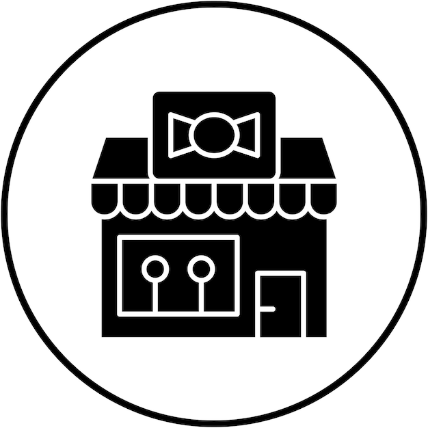 El icono vectorial de la tienda de dulces se puede usar para el conjunto de iconos de tiendas y tiendas