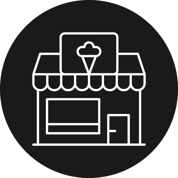 El icono vectorial de la tienda de helados se puede utilizar para el conjunto de iconos de tiendas y tiendas