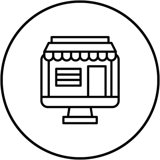 El icono vectorial de la tienda en línea se puede utilizar para el conjunto de iconos de compras y comercio electrónico