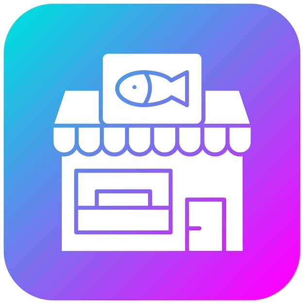 El icono vectorial de la tienda de peces se puede utilizar para el conjunto de iconos de tiendas y tiendas