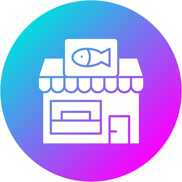 El icono vectorial de la tienda de peces se puede utilizar para el conjunto de iconos de tiendas y tiendas
