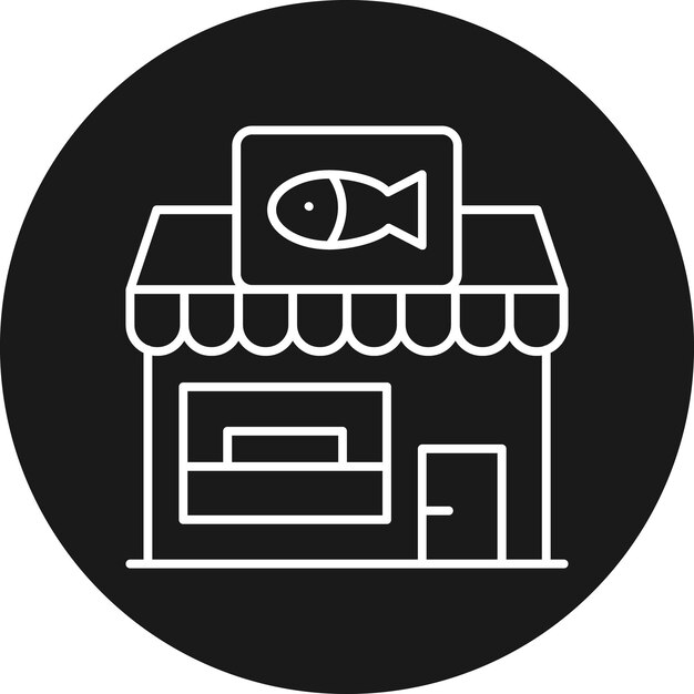 Vector el icono vectorial de la tienda de peces se puede utilizar para el conjunto de iconos de tiendas y tiendas