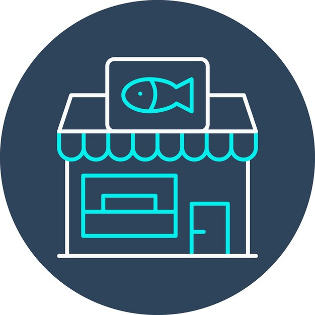 El icono vectorial de la tienda de peces se puede utilizar para el conjunto de iconos de tiendas y tiendas