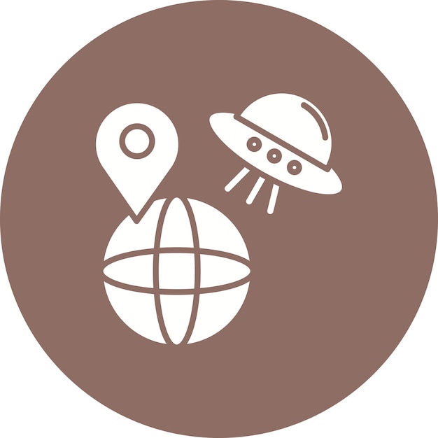 El icono vectorial de la Tierra OVNI se puede usar para el conjunto de iconos de Tecnología Espacial