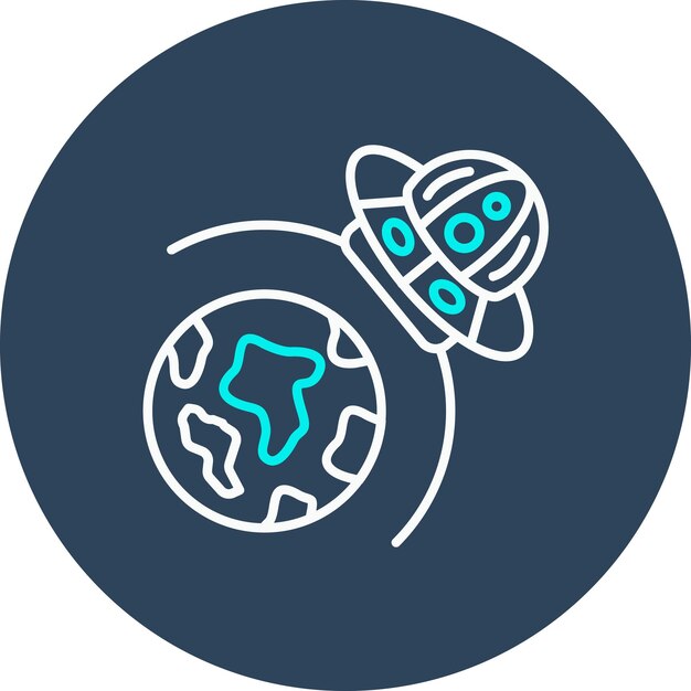 El icono vectorial de la Tierra OVNI se puede usar para el conjunto de iconos de Tecnología Espacial