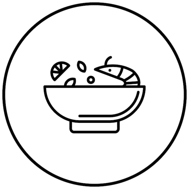 El icono vectorial de Tom Yum se puede usar para el conjunto de iconos de World Cuisine