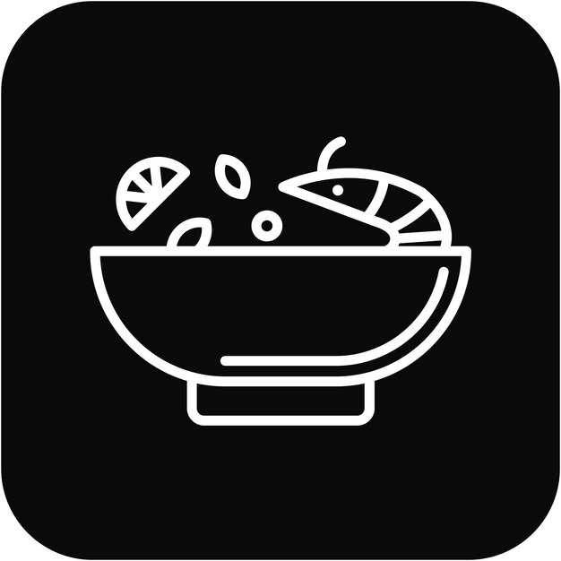 El icono vectorial de Tom Yum se puede usar para el conjunto de iconos de World Cuisine
