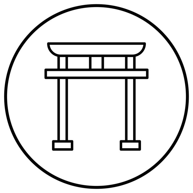 El icono vectorial de Torii Gate se puede usar para el conjunto de iconos de la aldea