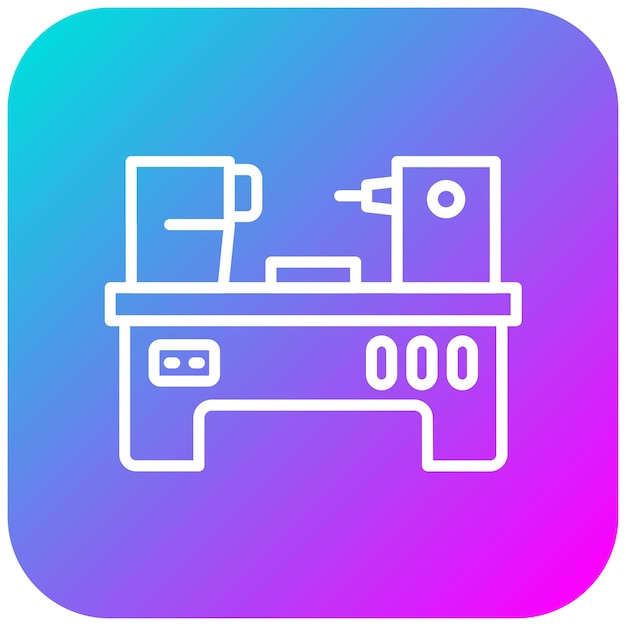 El icono vectorial del torno se puede utilizar para el conjunto de iconos de metalurgia