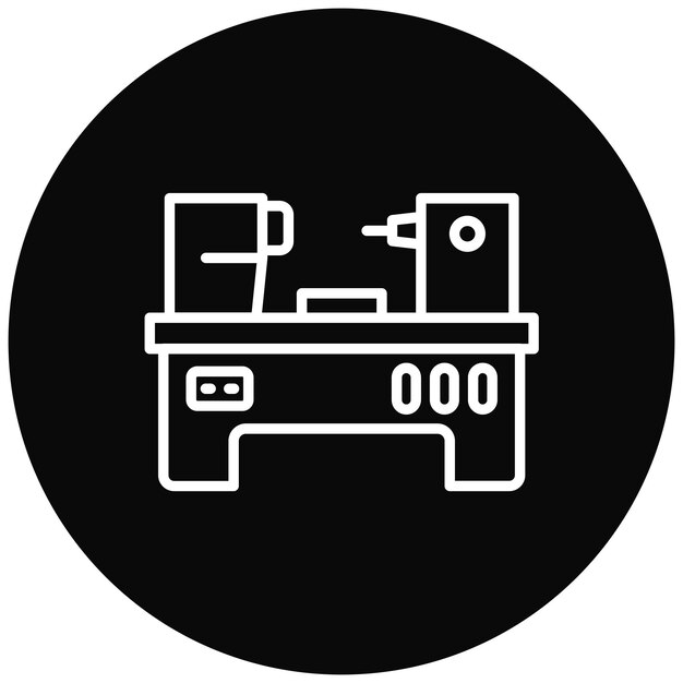 El icono vectorial del torno se puede utilizar para el conjunto de iconos de metalurgia