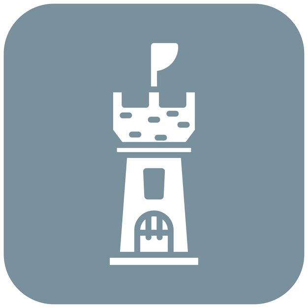 El icono vectorial de la torre del castillo se puede usar para el conjunto de iconos medievales