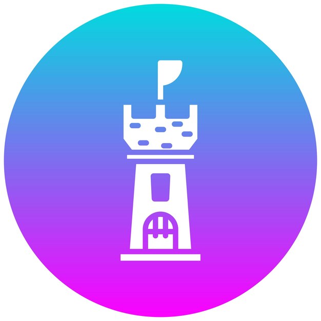 El icono vectorial de la torre del castillo se puede usar para el conjunto de iconos medievales