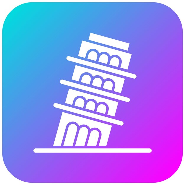 El icono vectorial de la Torre de Pisa se puede usar para el conjunto de iconos de puntos de referencia