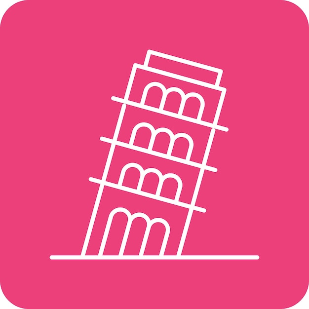 El icono vectorial de la Torre de Pisa se puede usar para el conjunto de iconos de puntos de referencia