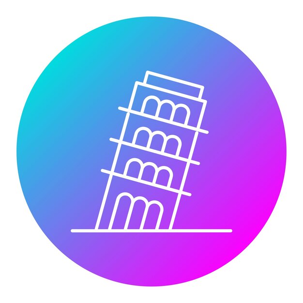 El icono vectorial de la Torre de Pisa se puede usar para el conjunto de iconos de puntos de referencia