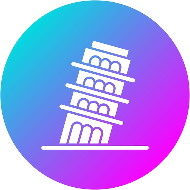 El icono vectorial de la Torre de Pisa se puede usar para el conjunto de iconos de puntos de referencia