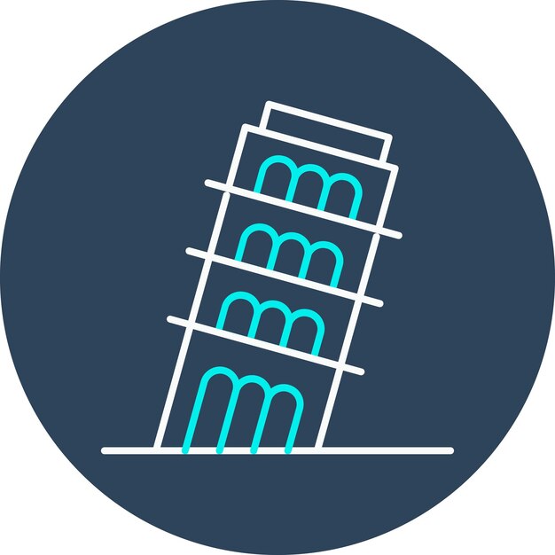 El icono vectorial de la Torre de Pisa se puede usar para el conjunto de iconos de puntos de referencia