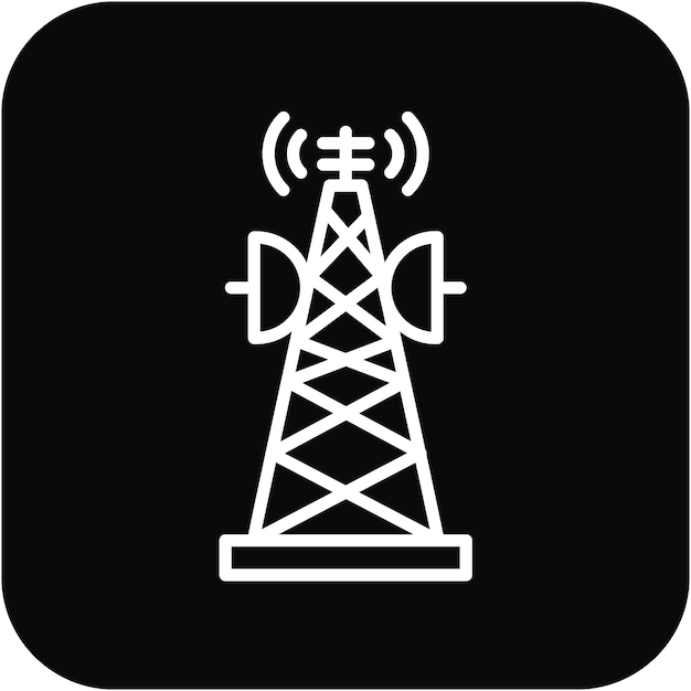 El icono vectorial de la torre de satélite se puede utilizar para el conjunto de iconos de disparo