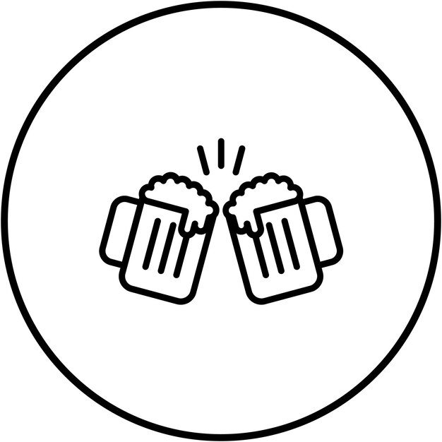 El icono vectorial de tostadas de cervezas se puede usar para el iconset de Oktoberfest