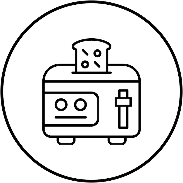 El icono vectorial de la tostadora se puede usar para el conjunto de iconos de artículos para el hogar