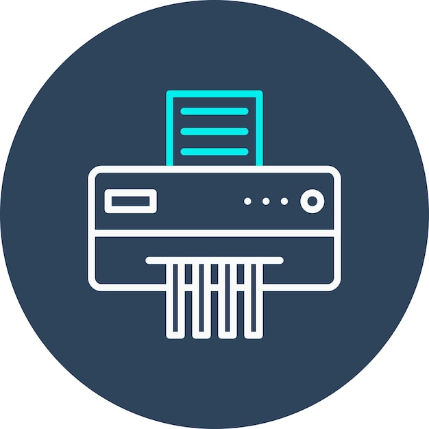 El icono vectorial de la trituradora de papel se puede utilizar para el conjunto de iconos de papelería de la oficina