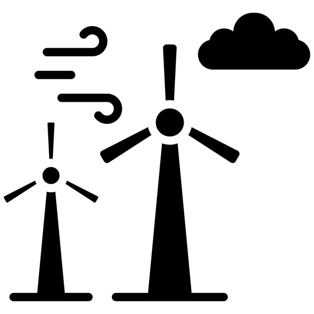 El icono vectorial de la turbina eólica se puede usar para el conjunto de iconos del Día de la Tierra