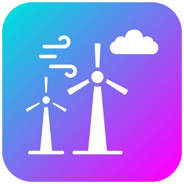 El icono vectorial de la turbina eólica se puede usar para el conjunto de iconos del Día de la Tierra