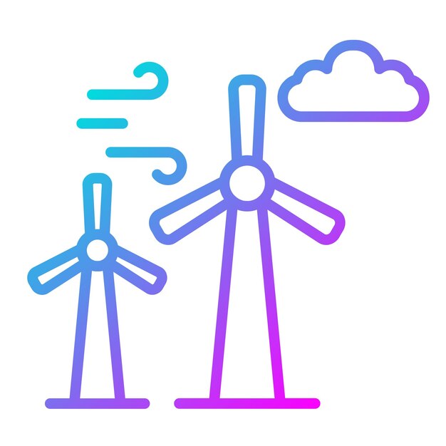 El icono vectorial de la turbina eólica se puede usar para el conjunto de iconos del Día de la Tierra