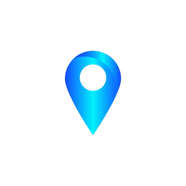 Icono vectorial de ubicación 3D de color azul pin de ubicación brillante o marca de punto para dirección de navegación aislada