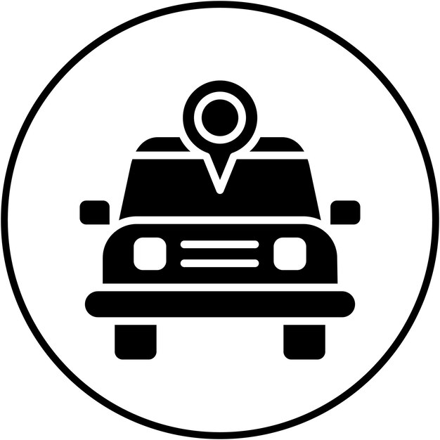 El icono vectorial de ubicación del automóvil se puede usar para el conjunto de iconos de mapa y navegación