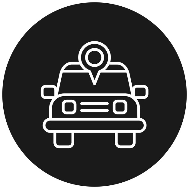 El icono vectorial de ubicación del automóvil se puede usar para el conjunto de iconos de mapa y navegación