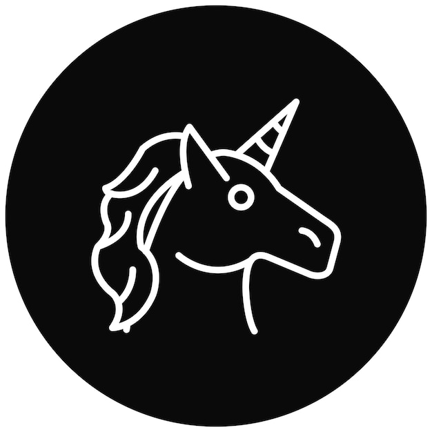 El icono vectorial del unicornio se puede usar para el conjunto de iconos de cuento de hadas