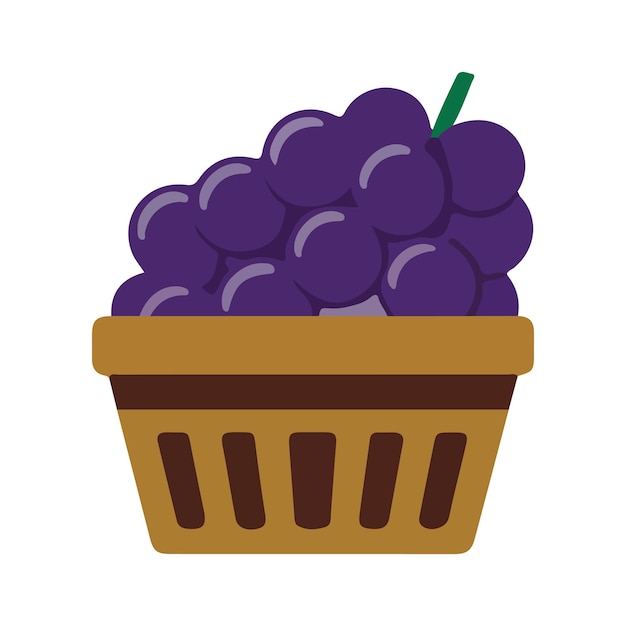 Icono vectorial de uva en una canasta