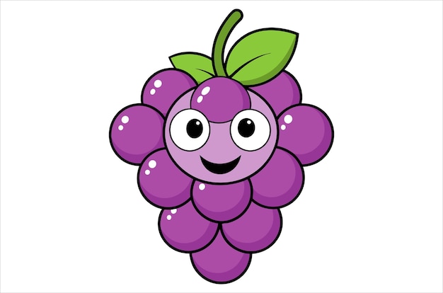 Icono vectorial de uva Ilustración de fruta púrpura con hoja aislada de uva de vino de fondo blanco