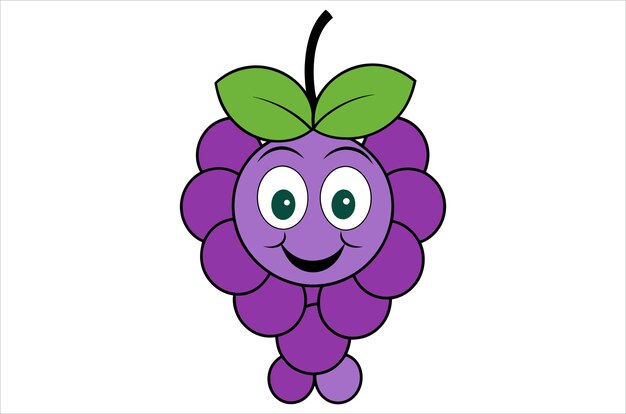 Icono vectorial de uva Ilustración de fruta púrpura con hoja aislada de uva de vino de fondo blanco