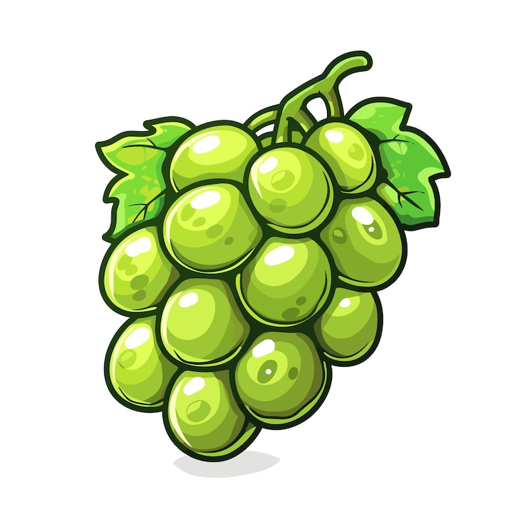 Vector ícono vectorial de uva ilustración vectorial de uva verde con hoja aislada de fondo blanco símbolo del logotipo de la uva de vino