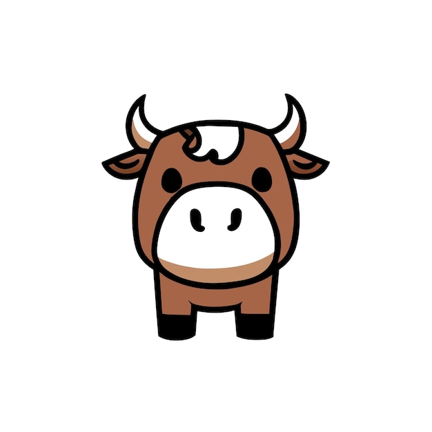 Icono vectorial de vaca sobre fondo blanco Vaca de dibujos animados linda