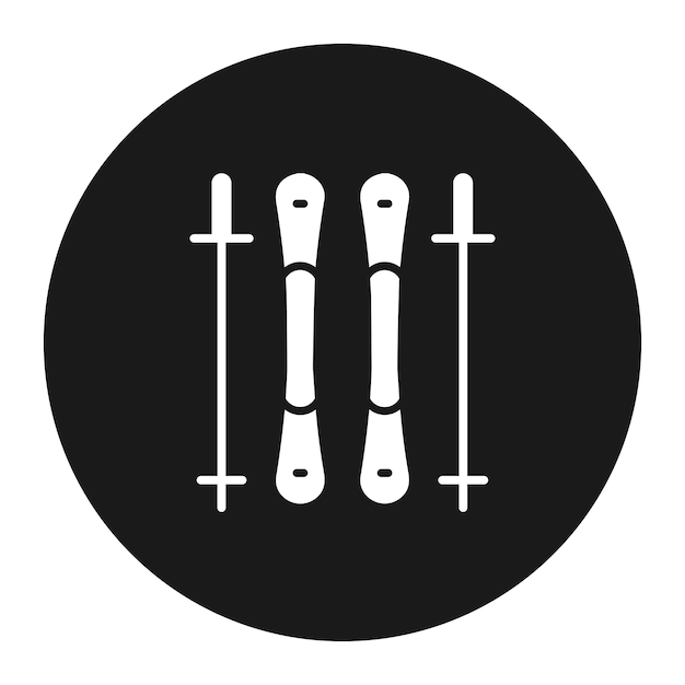 El icono vectorial de las varitas de esquí se puede usar para el conjunto de iconos de invierno