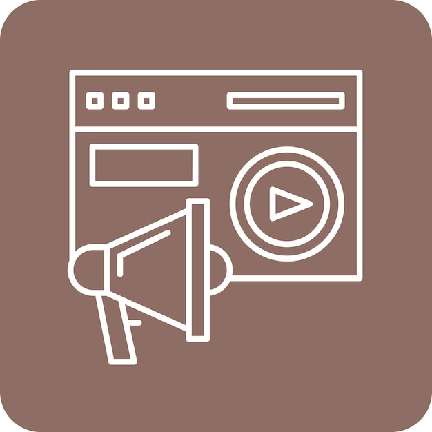 El icono vectorial de video marketing se puede utilizar para el conjunto de iconos SEO y SEM
