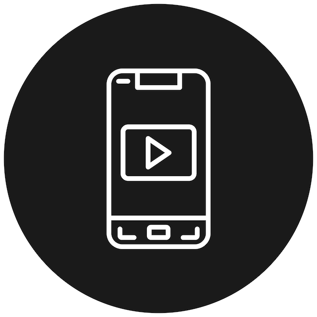 El icono vectorial de video móvil se puede utilizar para el conjunto de iconos de aplicaciones móviles