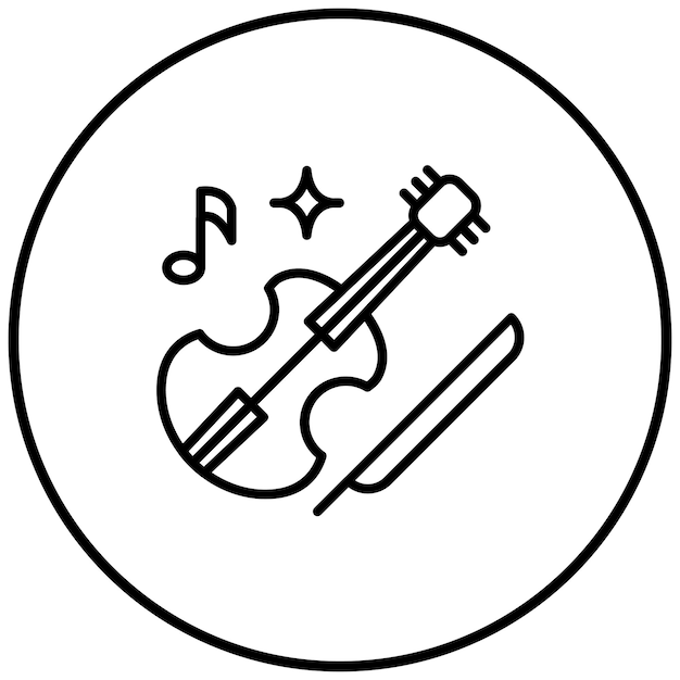 El icono vectorial del violín se puede usar para el conjunto de iconos de instrumentos