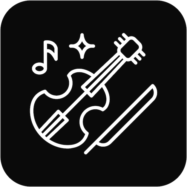 El icono vectorial del violín se puede usar para el conjunto de iconos de instrumentos