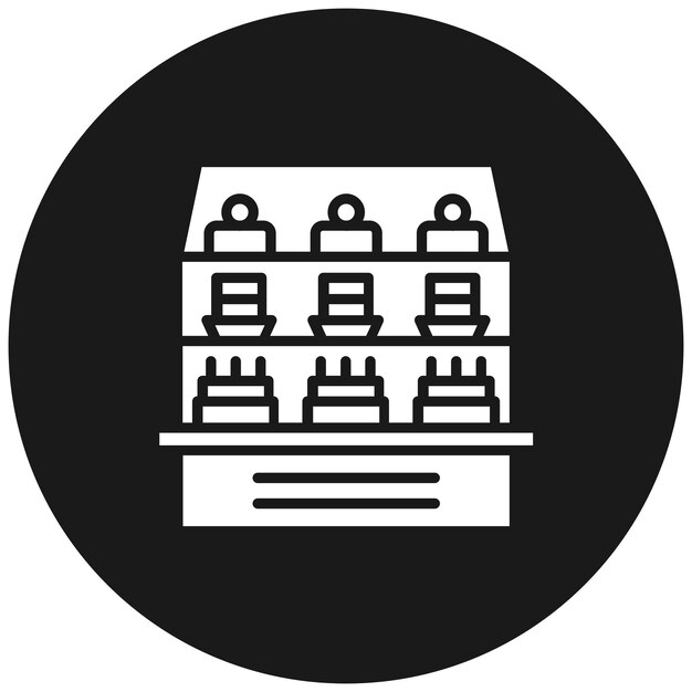 El icono vectorial de la vitrina de pasteles se puede usar para el conjunto de iconos de la cafetería