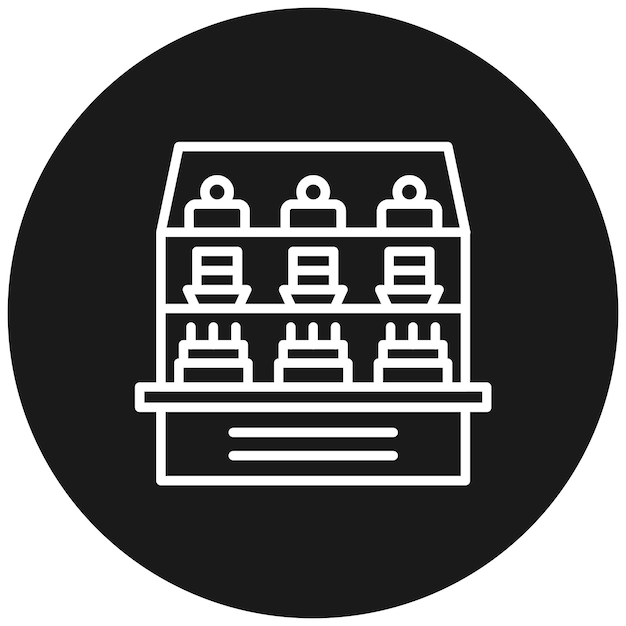 El icono vectorial de la vitrina de pasteles se puede usar para el conjunto de iconos de la cafetería