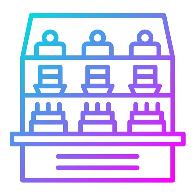El icono vectorial de la vitrina de pasteles se puede usar para el conjunto de iconos de la cafetería