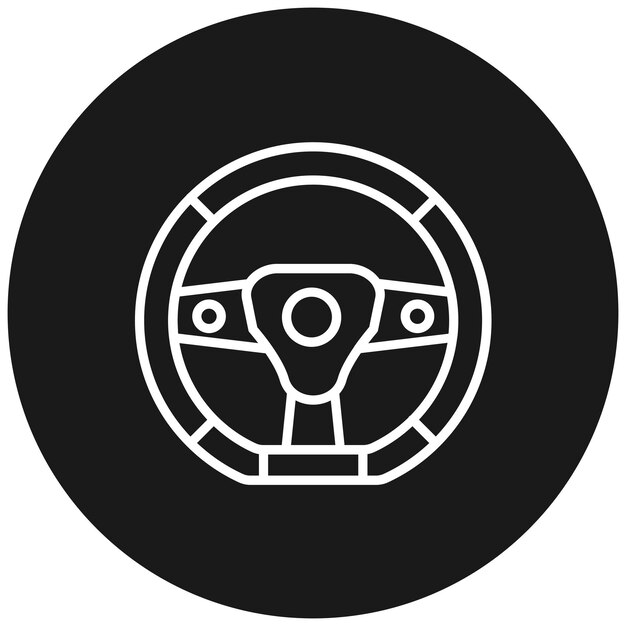 Vector el icono vectorial del volante se puede usar para el conjunto de iconos de auto racing