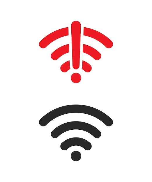 Icono vectorial wifi inalámbrico sin señal y diseño plano de señal