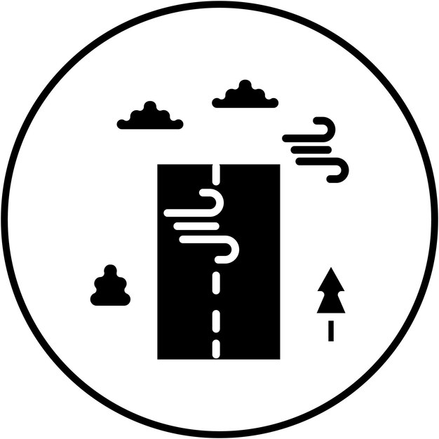 El icono vectorial de Windy Road se puede usar para el conjunto de iconos de mapa y navegación