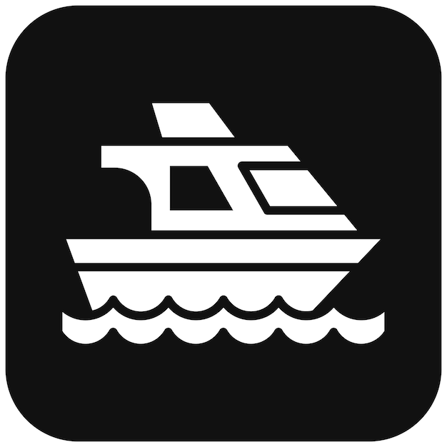 El icono vectorial del yate se puede usar para el iconset del océano