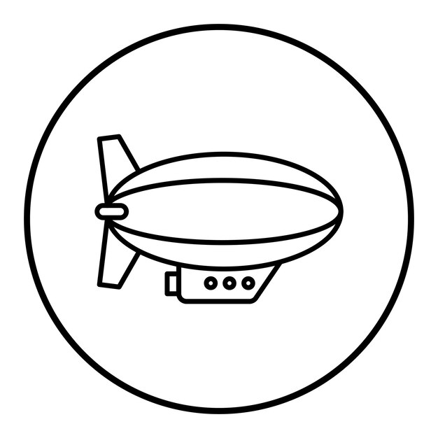 El icono vectorial de Zeppelin se puede usar para el conjunto de iconos de transporte
